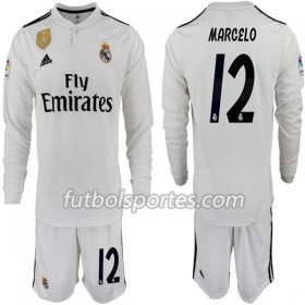 Camisetas Real Madrid MARCELO 12 Niño Primera Equipacion 2018/2019 Manga Larga